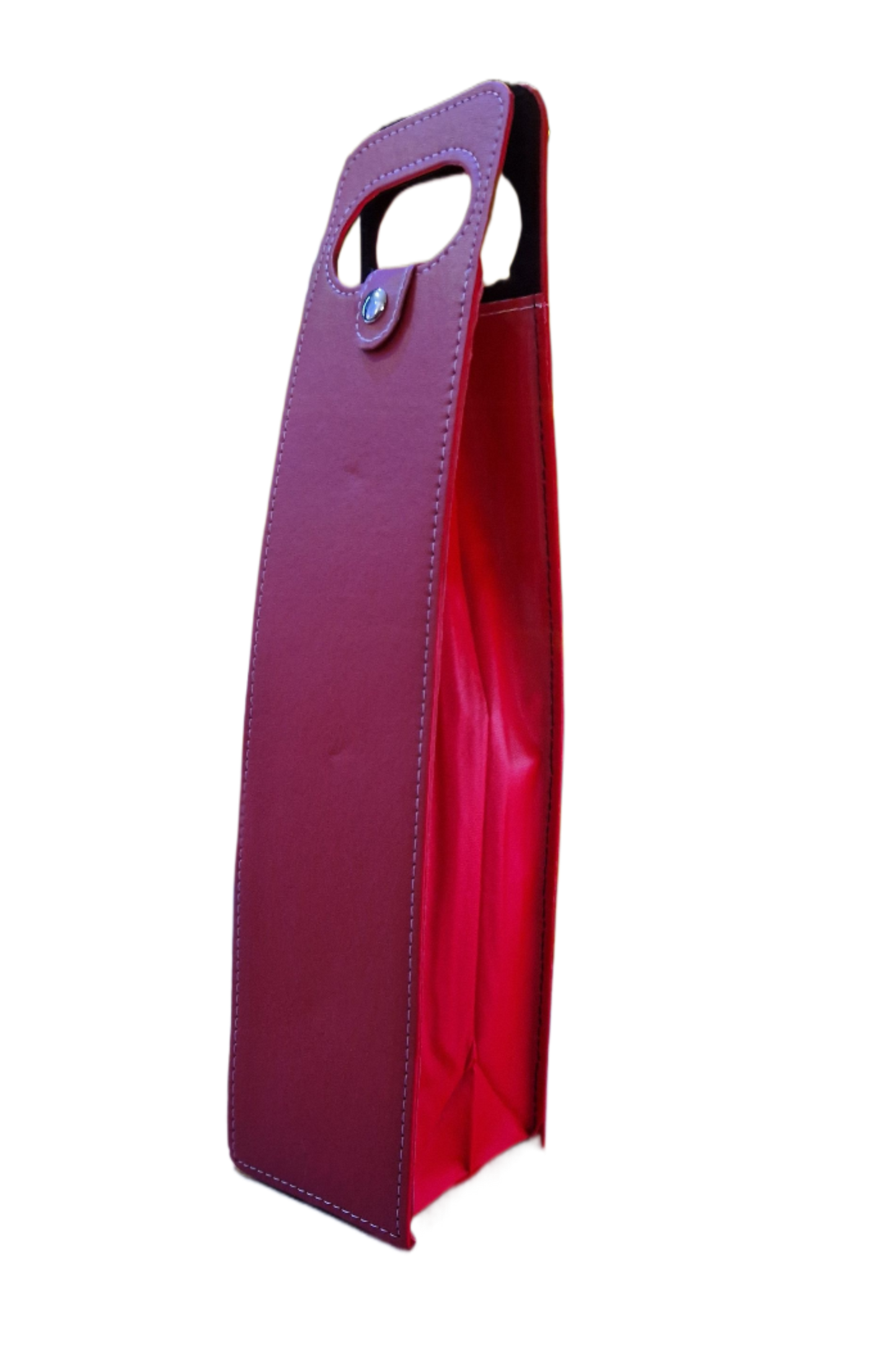 Rode luxe wijn-geschenktas van faux leder, herbruikbare cadeautas voor 1 wijnfles met premium afwerking en stevige vorm